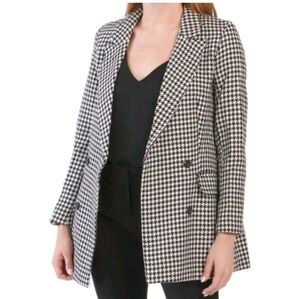 Women's Black and White Houndstooth Coat XS